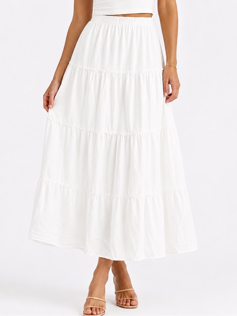 Brandy Melville Izzy White Tiered Maxi Skirt Cottagecore Boho